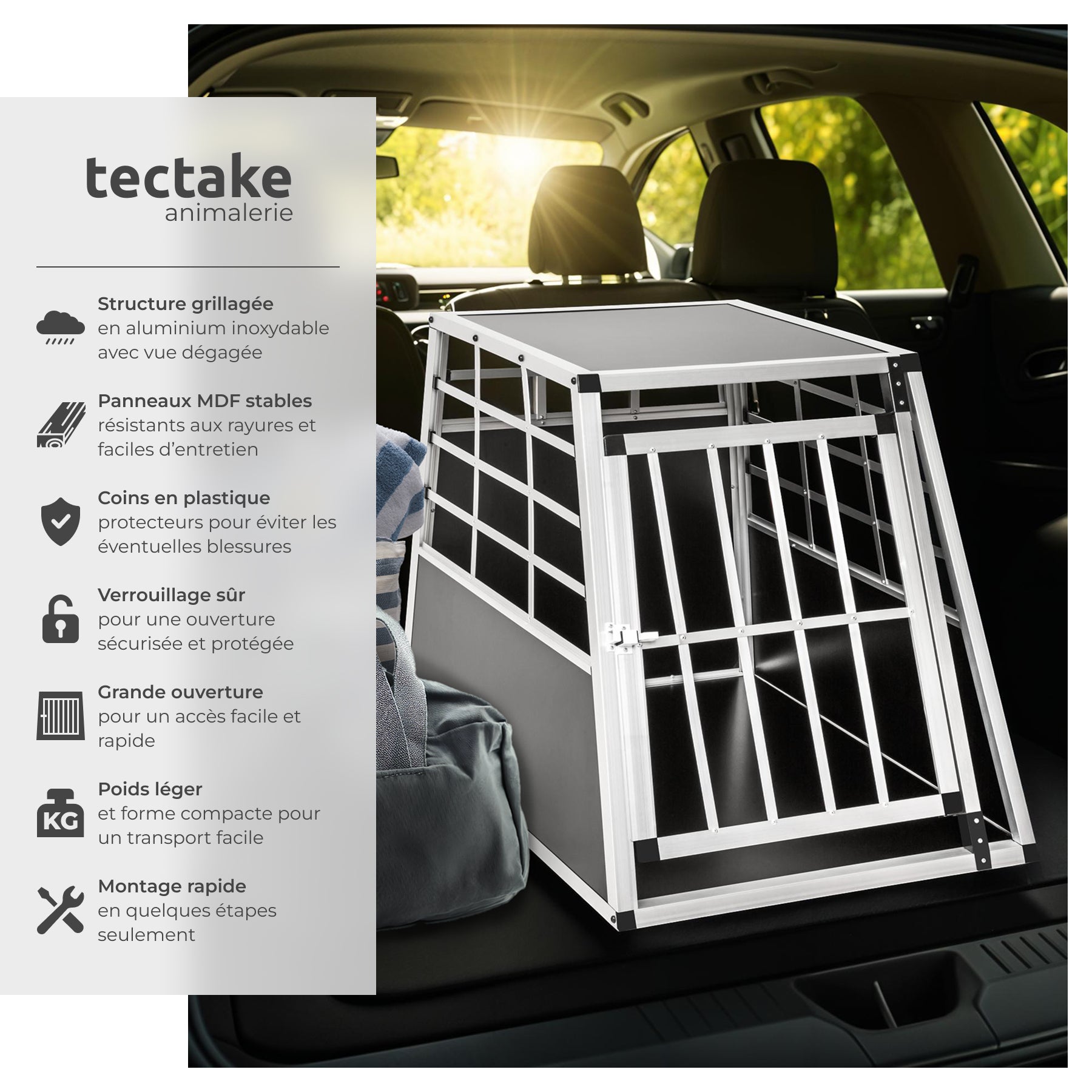 TECTAKE Transportadora de animais individual Com parede traseira reta - 2
