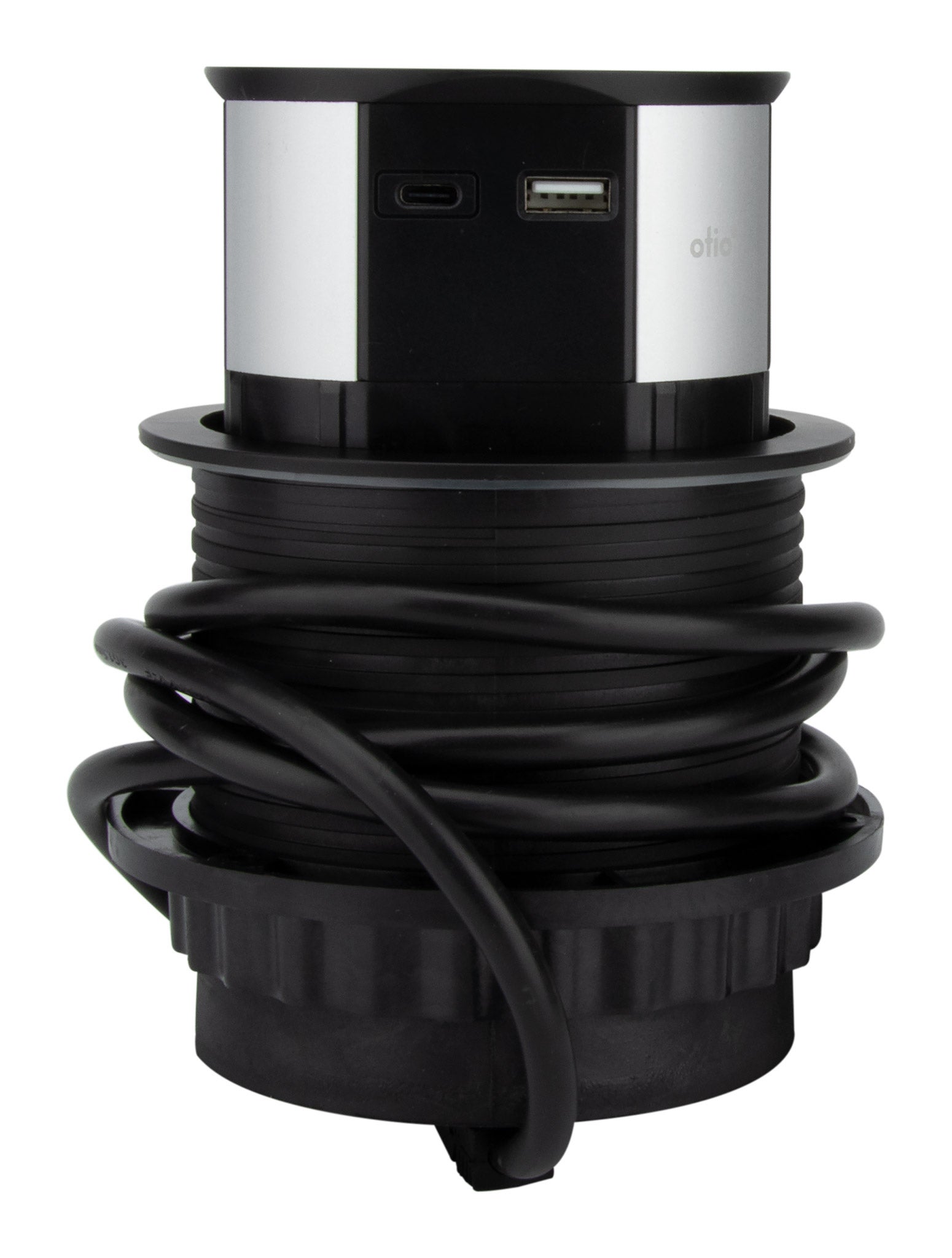 Bloc multiprise encastrable 3 prises 16A + 2xUSB et chargeur induction - Noir - Otio - 2