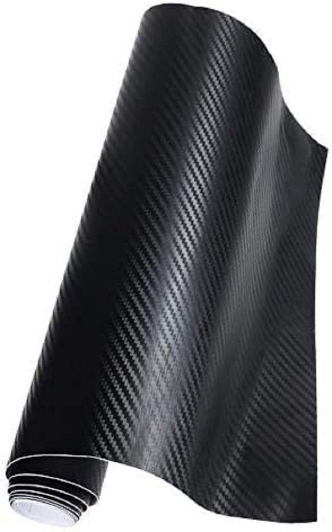 Pellicola Adesiva In Vinile Effetto Fibra Di Carbonio 3D - 50x200 Cm, Nero