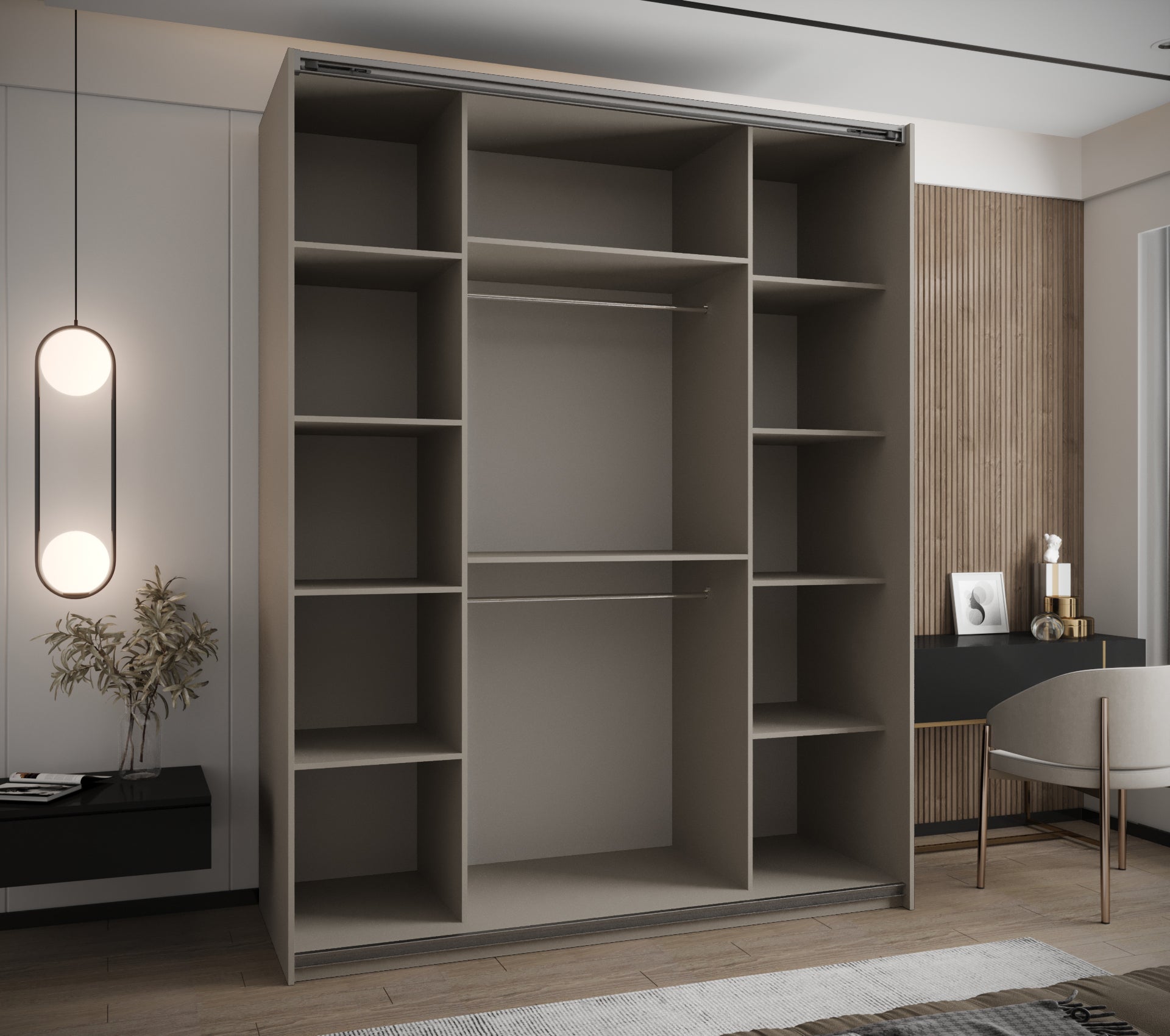 Szafa przesuwna wysoka Lux 1 200 x 64 x 245,5 cm kaszmir + kaszmir + u. srebrny - Abiks Meble - 4