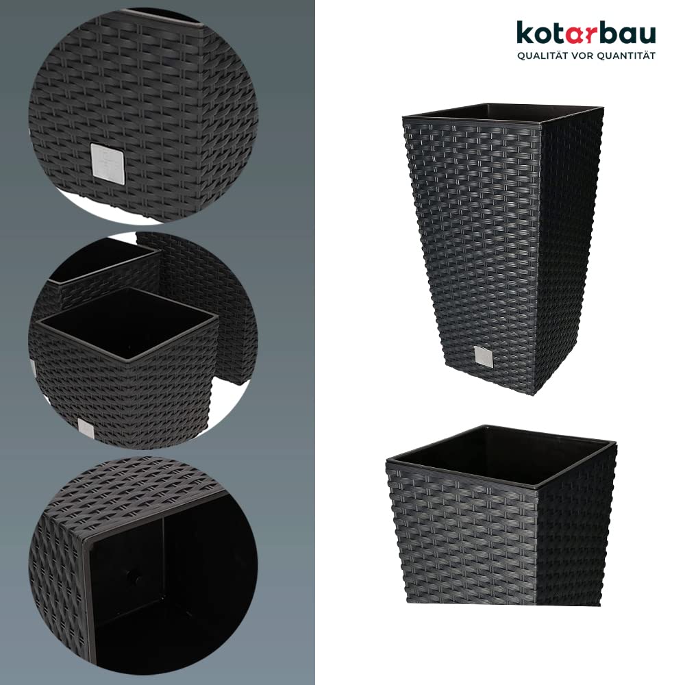 Doniczka rattan osłona donica antracyt 375 + wkład - KOTARBAU - 3