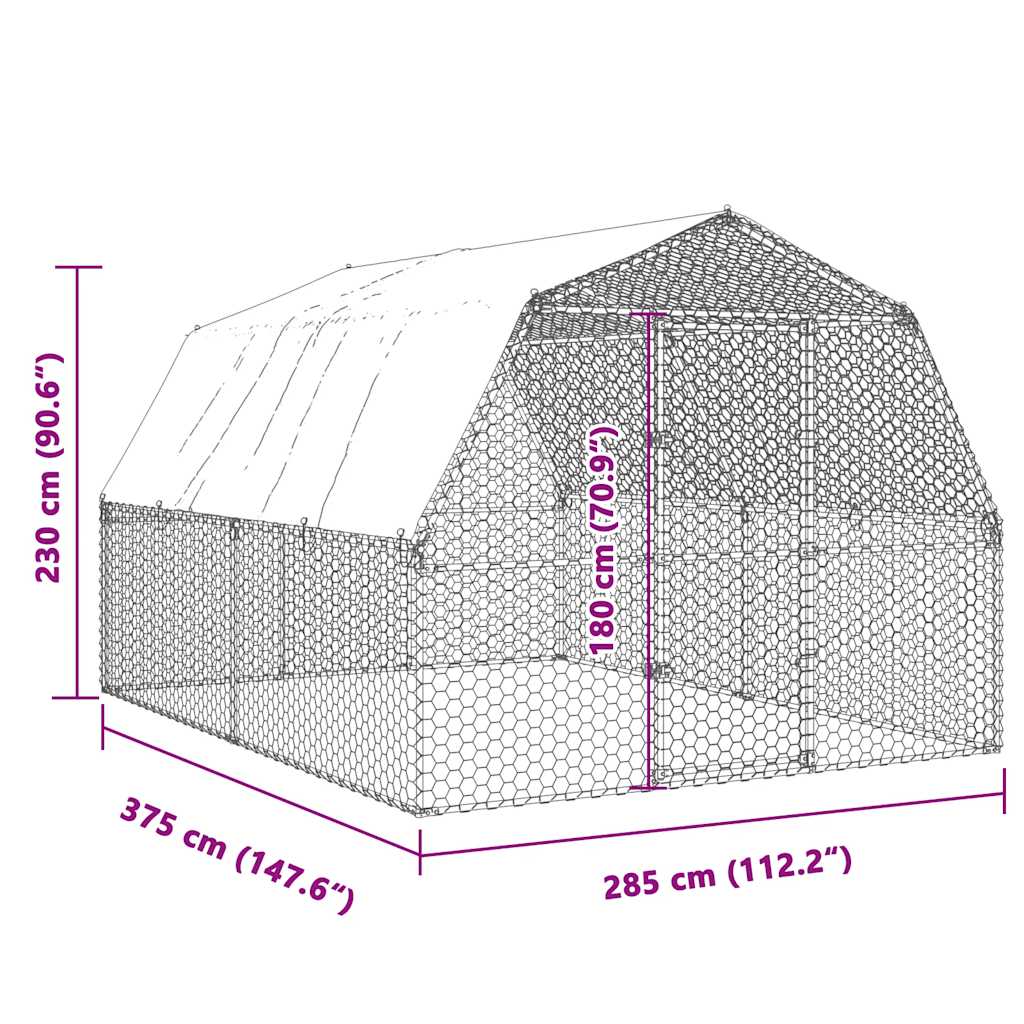 Galinheiro com telhado e porta aço galvanizado prata - COMFORTXL - 8