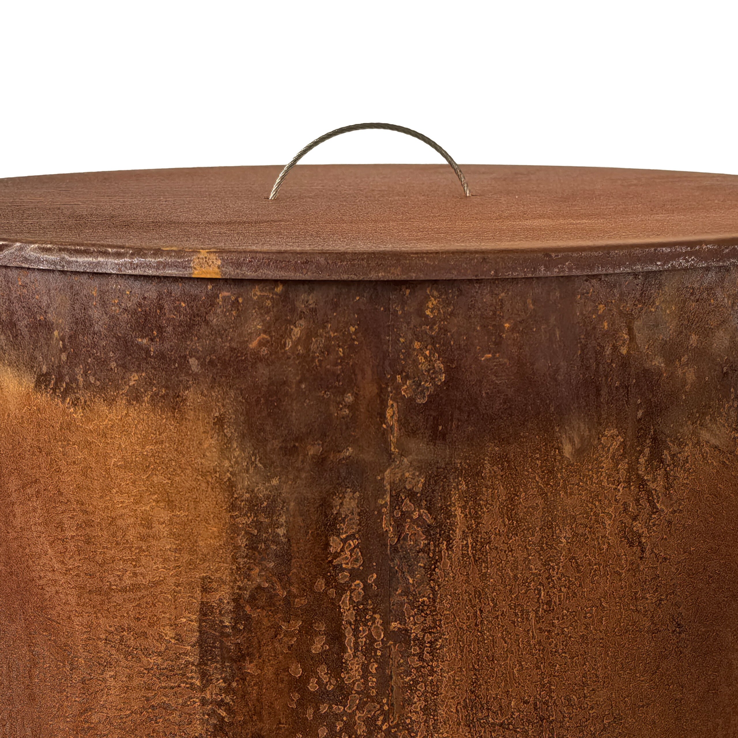 Braseiro de jardim industrial em aço Corten com tampa e efeito ferrugem, tamanho XL, 45 x 49,5 cm, castanho-avermelhado, Relaxdays - 7