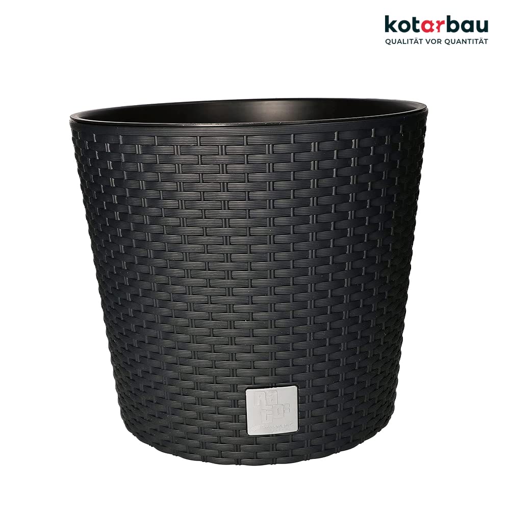 Doniczka rattan osłona donica antracyt 300 + wkład - KOTARBAU - 6