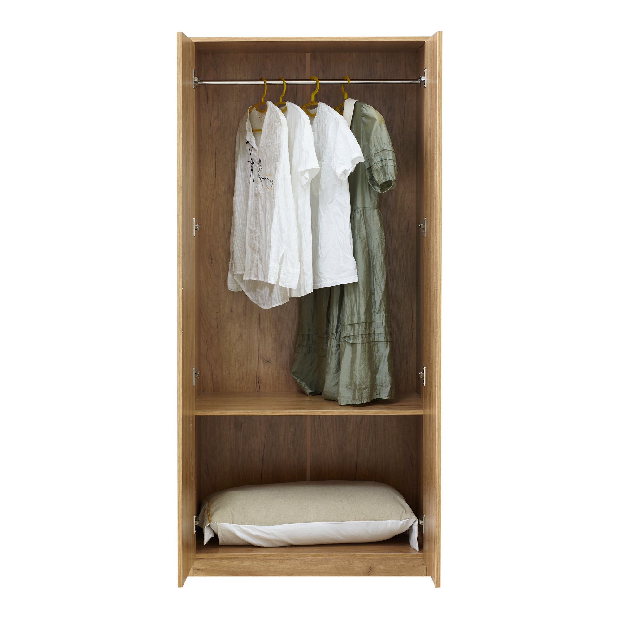 Armoire de chambre Eiselfing 1 penderie et 1 étagère MDF 176 x 80 x 52 cm effet chêne [en.casa] - 2