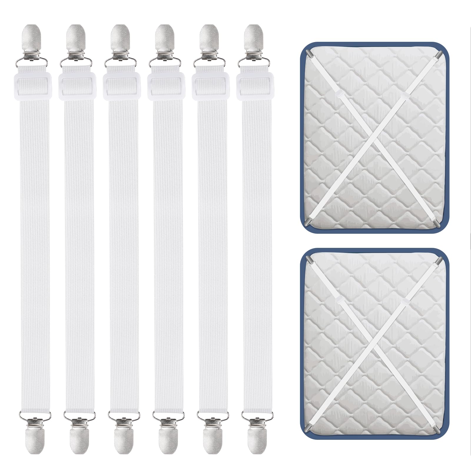 BetyBedy Bretelle Regolabili Per Lenzuola, 4 Pezzi, Clip Elastiche Per Lenzuola, Reggicalze Per Coprimaterasso, Cuscino Da Divano (nero - Foto 12