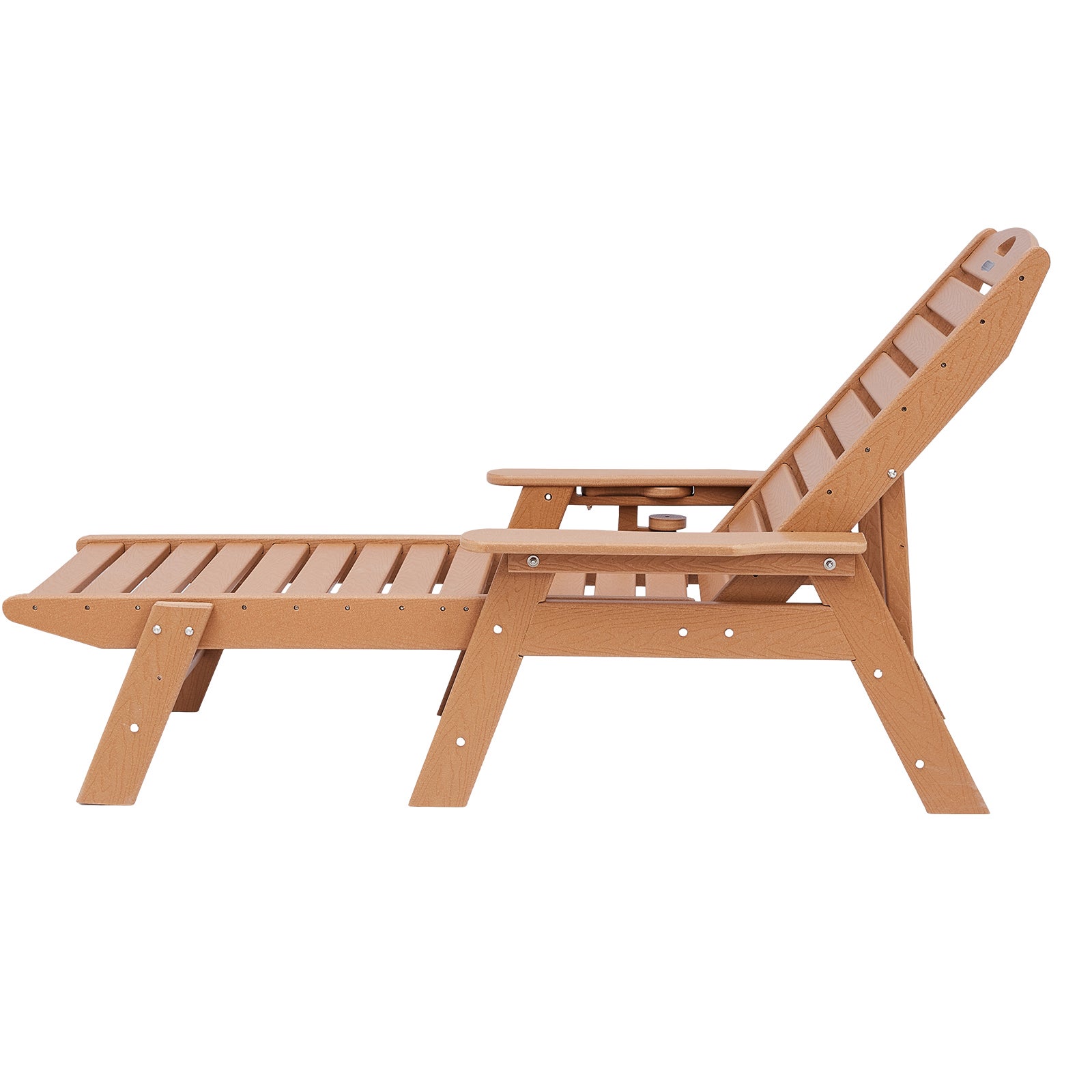 Bain Soleil VEVOR, Charge 181 kg, PEHD, avec Dossier Réglable sur 6 Positions, Accoudoir, Porte-gobelet, pour Terrasse, Patio, Pelouse, Marron - 9