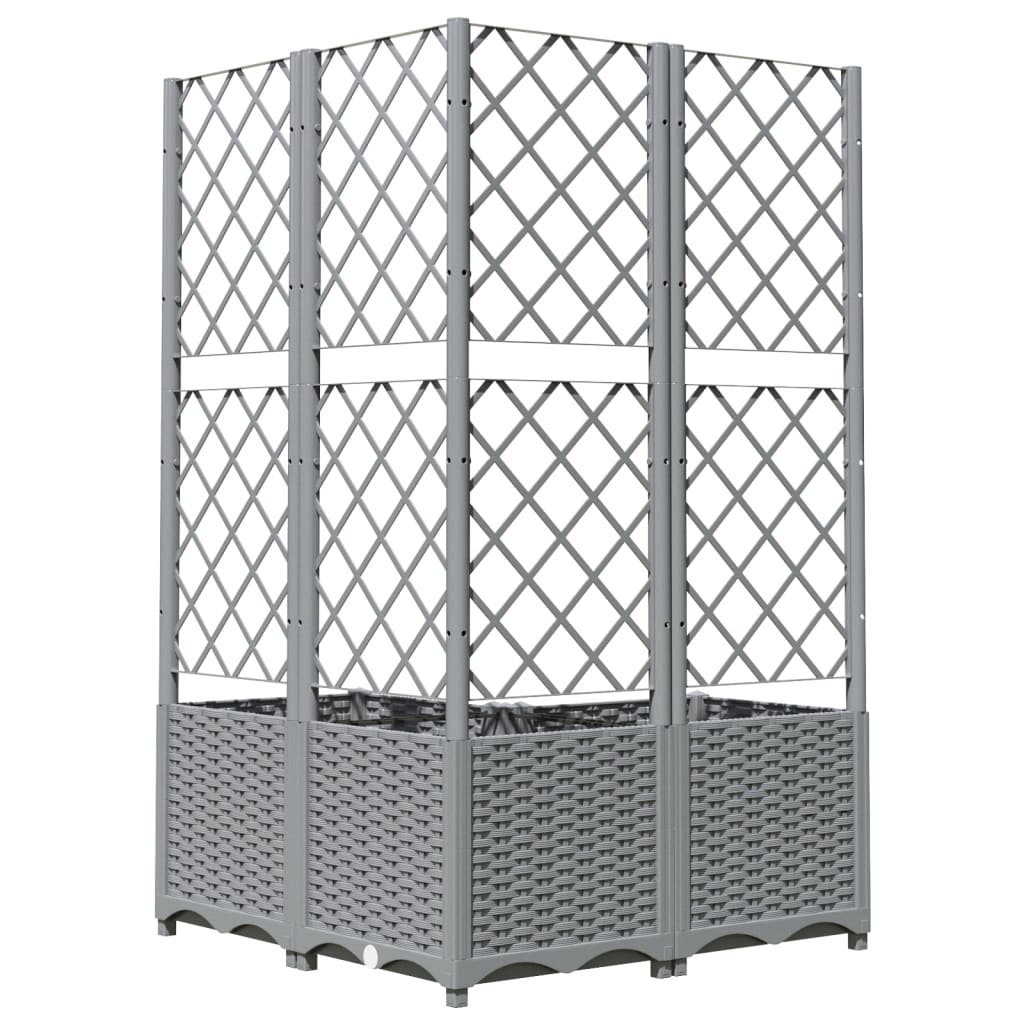 Maison Exclusive - Vaso/floreira jardim c/ treliça 80x80x136 cm PP cinzento-claro - 6