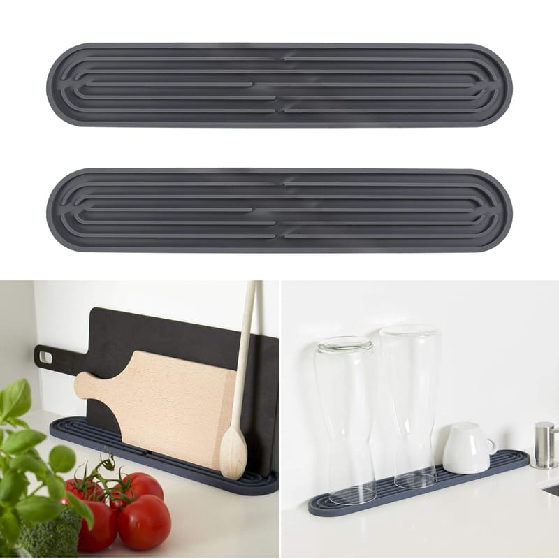 Dwuczęściowa silikonowa mata do odsączania, mata barowa, nadająca się do mycia w zmywarce, antypoślizgowa, do mycia naczyń, na butelki i szklanki, sz