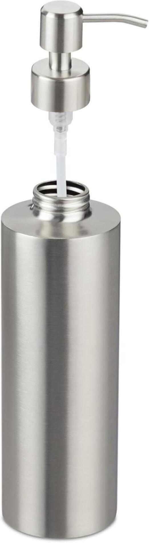 Distributeur de Savon, Lot de 2, Volume de Chaque 350 ML, pour la Salle de Bain et la Cuisine, argenté, 20.5*5.5cm, Matériau Acier inoxydable - 4