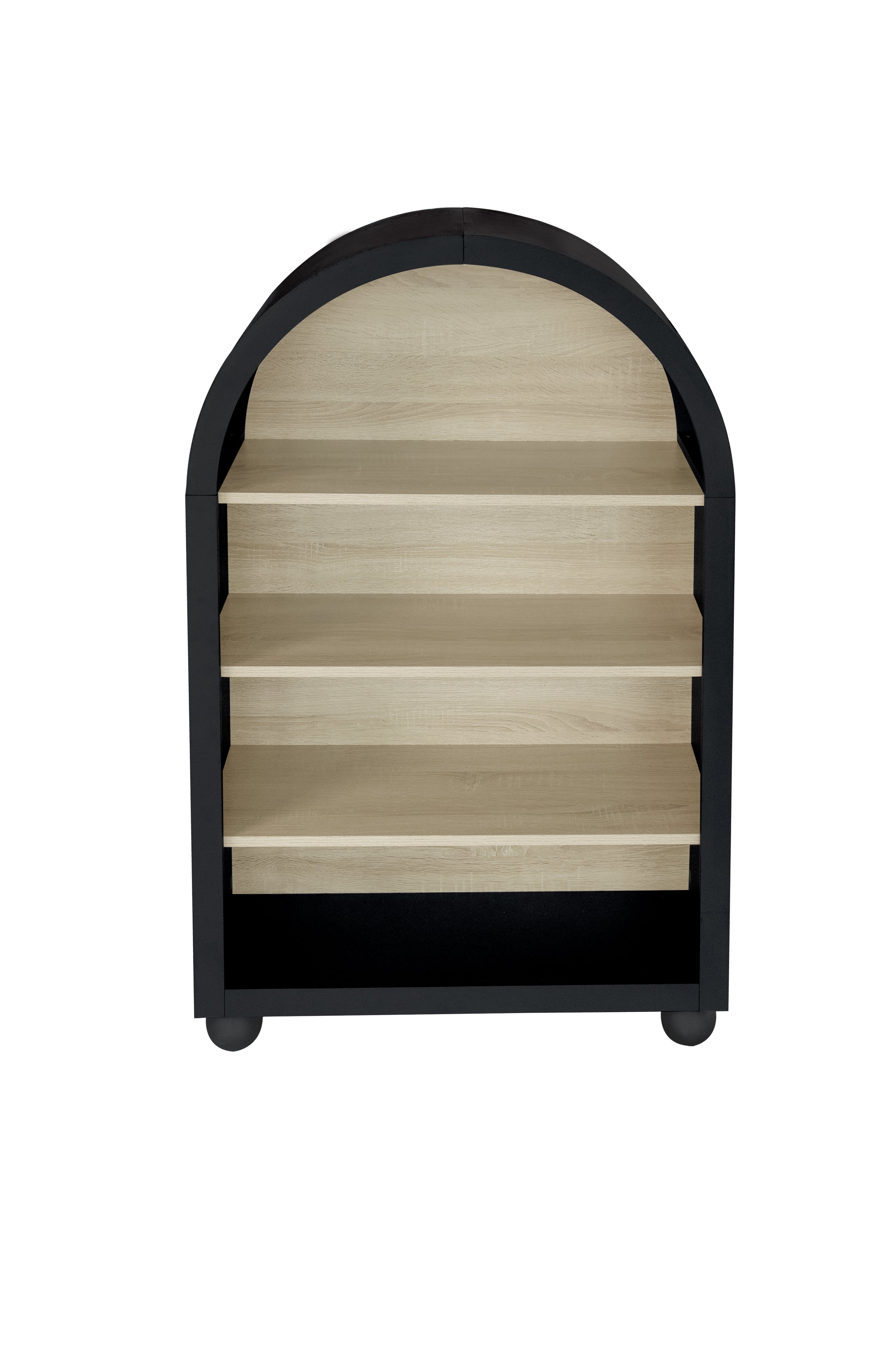 Bibliothèque arquée avec 4 compartiments de rangement, 70,5 x 30 x 116 cm, panneaux de particules, noir - 9