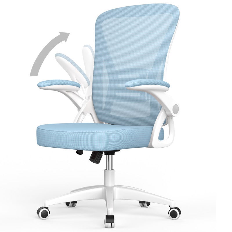Fotel biurowy ergonomiczny RATTANTREE – z kółkami – podparcie lędźwiowe, regulowane oparcie – regulowana wysokość – niebieski