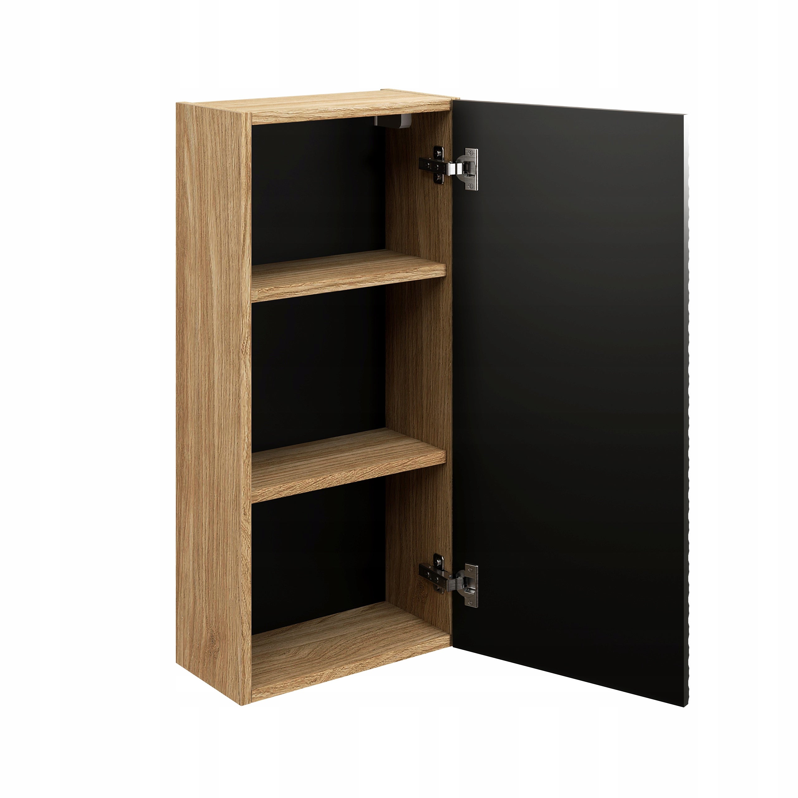 Szafka łazienkowa OCEAN 35 cm czarna dąb olejowany front 3D MDF wisząca - 7