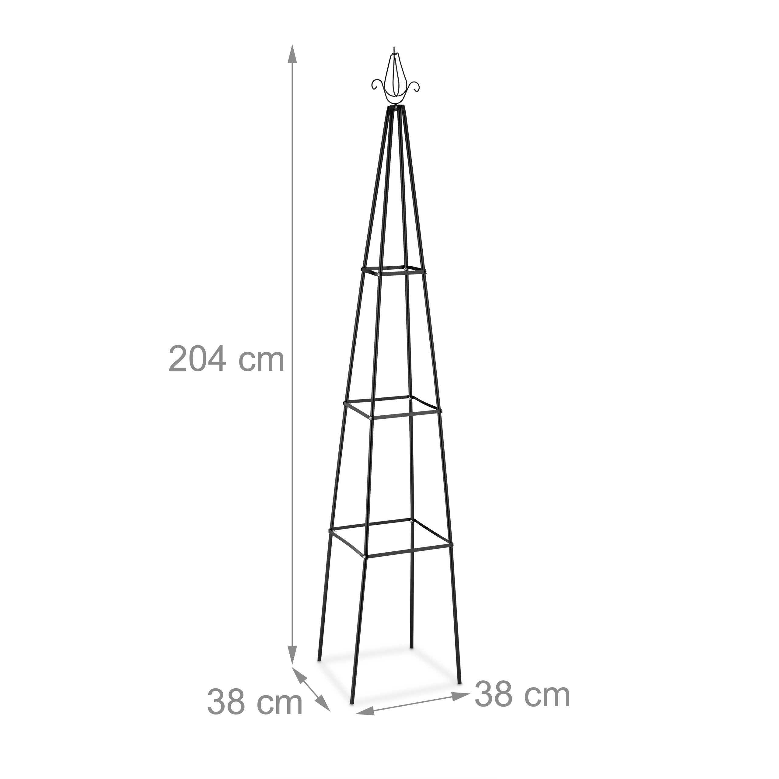 Trellis pyramide, 204 m de hauteur, Support pour plantes grimpantes, en métal, stable, tour pour rosier, noir, Relaxdays - 4