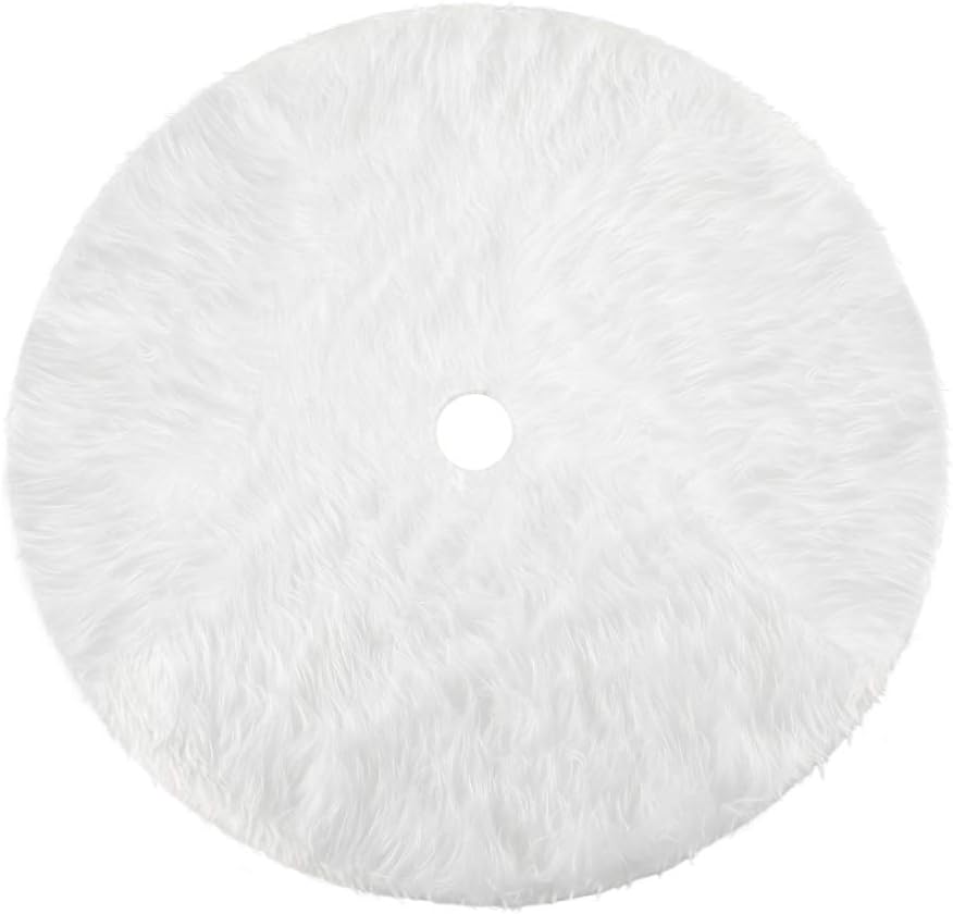 Spódnica choinkowa, biała, pluszowa i śnieżnobiała, idealna do dekoracji choinki, 90 cm/35 cali