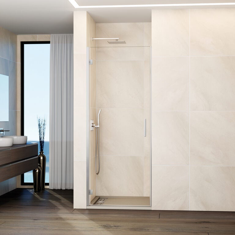 Paravan frontal GLASS 1 ușă batantă 75 cm (73,2-75,2) crom sticlă transparentă