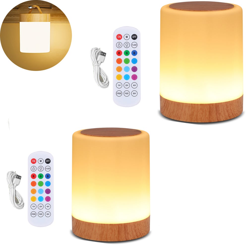Luce Notturna LED Touch Mobxpar, Lampada Da Comodino RGB Dimmerabile Con 6 Colori E 3 Luminosità, Ricaricabile USB, Portatile 1200mAh