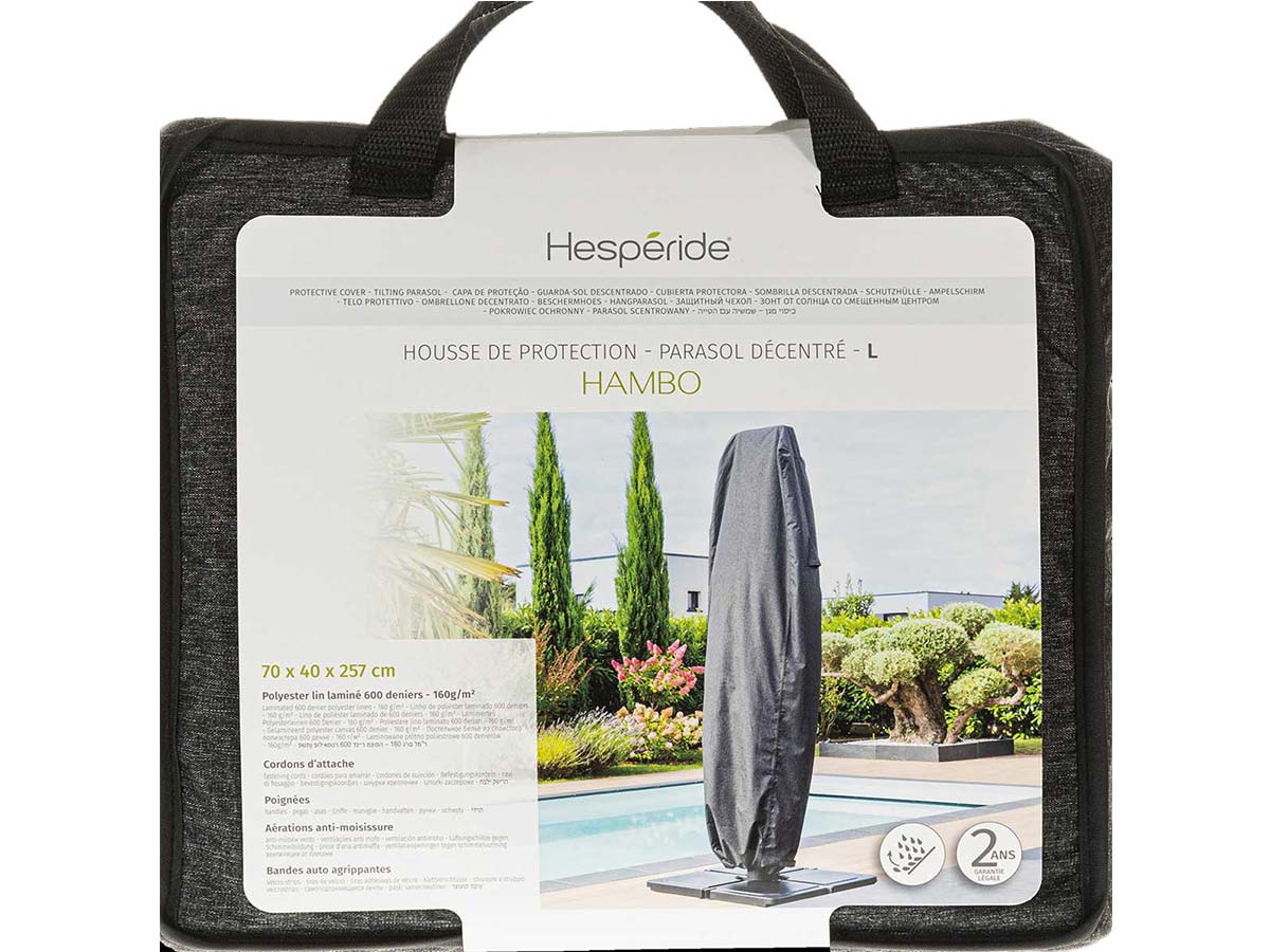 Housse pour parasol décentré L gris Hambo - 70 x 40 x 257 cm - Hespéride - 2