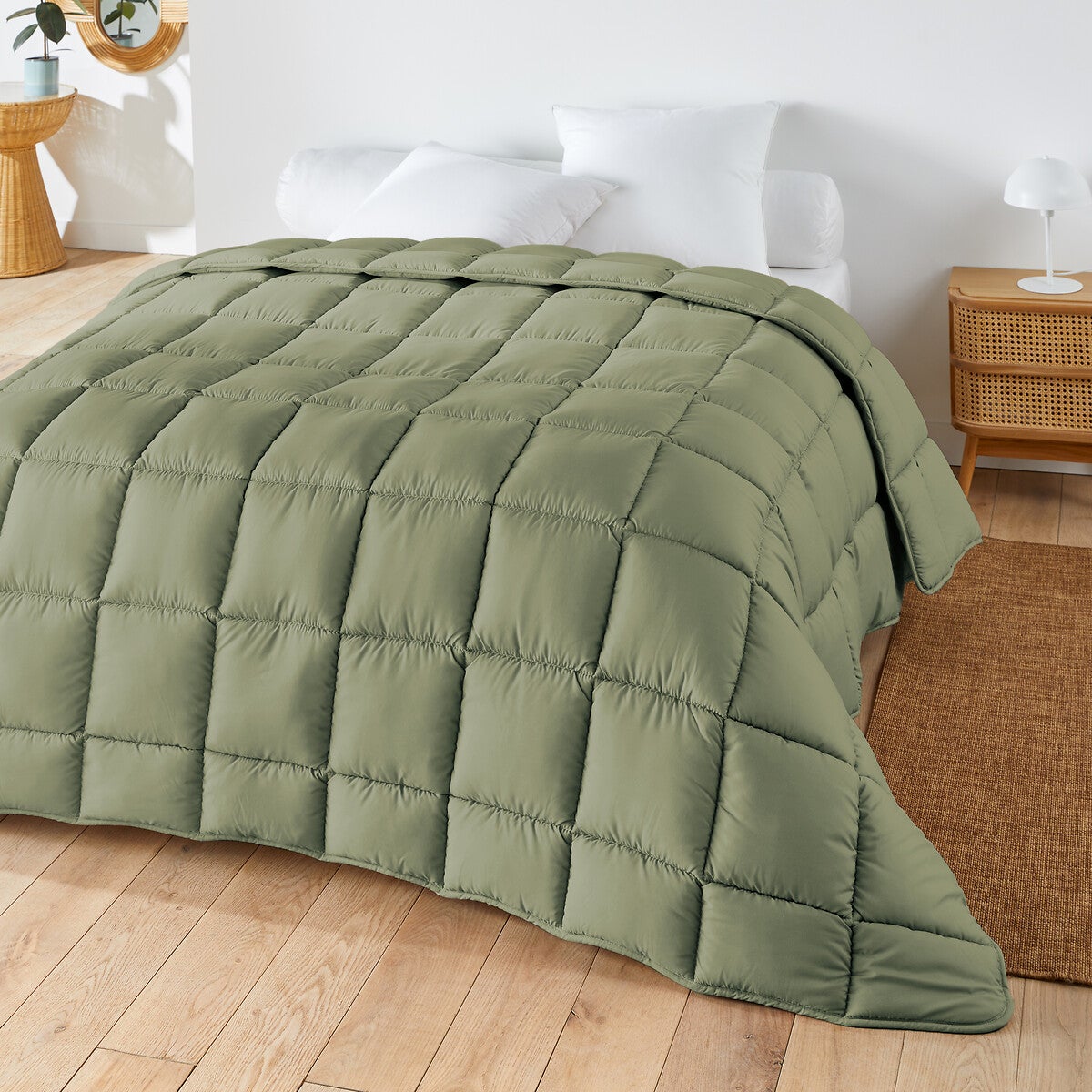 Couette D'Été Double-Face Élégant Vert Eau / Gris Foncé – 260x270 Cm, Douce Microfibre Peach Skin