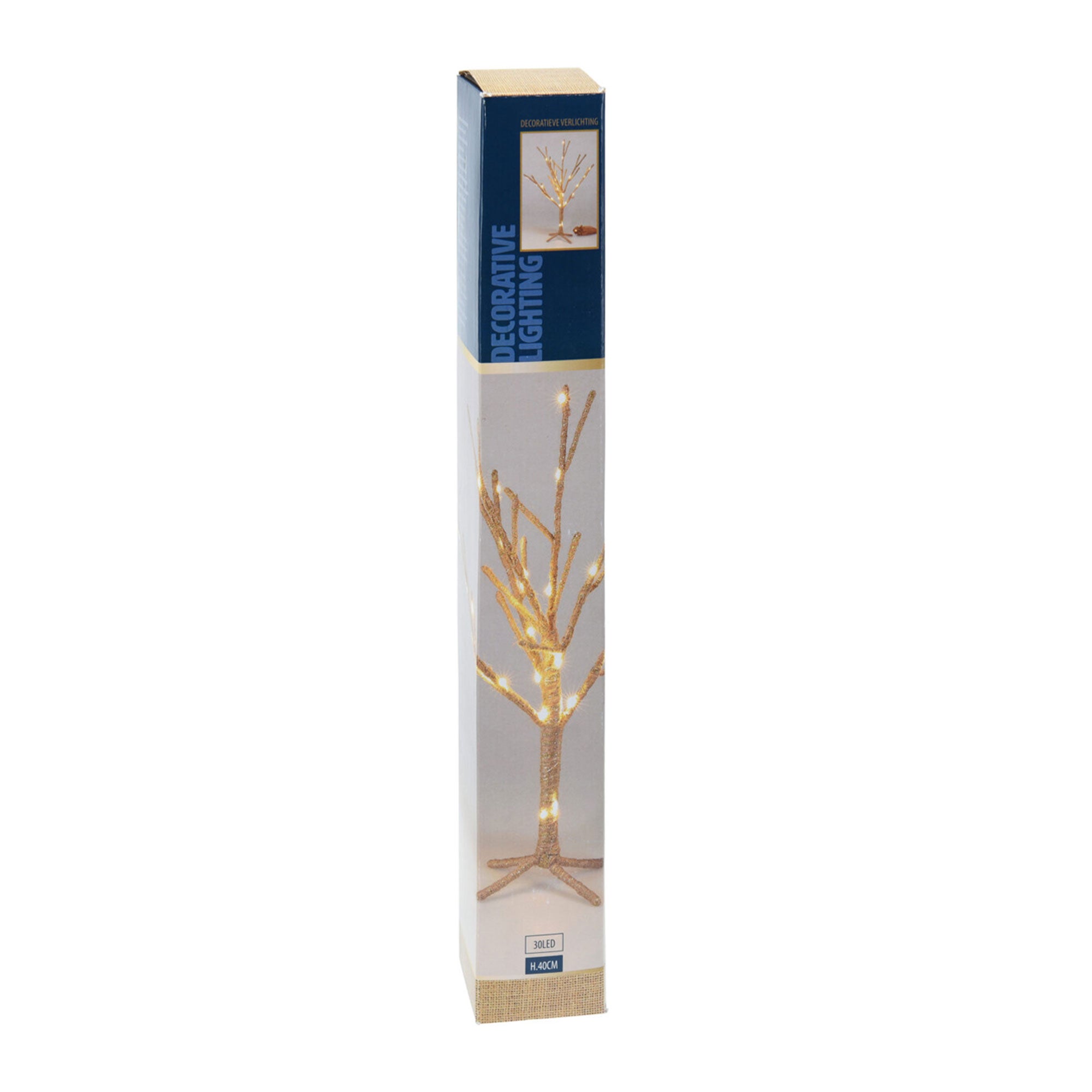 Arbre décoratif WellHome, format 6 x 40 cm, 30 LED dorées - 6