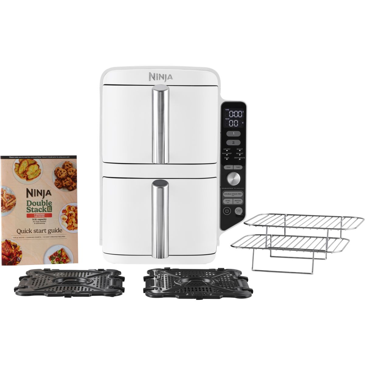 Sharkninja sl400euwh freidora doble de aire caliente independiente de 9,5 l y 2470 w, color blanco