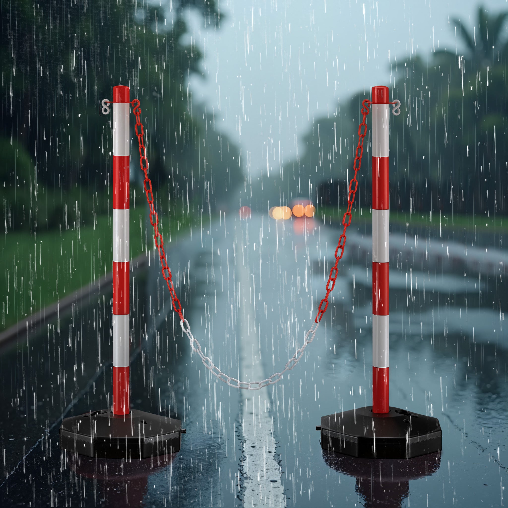 Wiltec Chaîne de signalisation rouge et blanche – en PVC – 5 m de long – diamètre 6 mm – Balisage pour Chantier, Circulation, Évènements, Files d’a... - 6