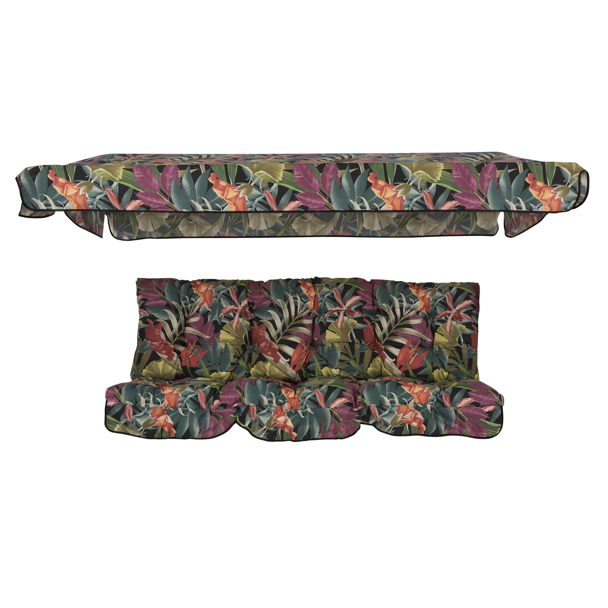 Poduszki na huśtawkę 170 cm z daszkiem Parma / Milano wzór roślinny Patio