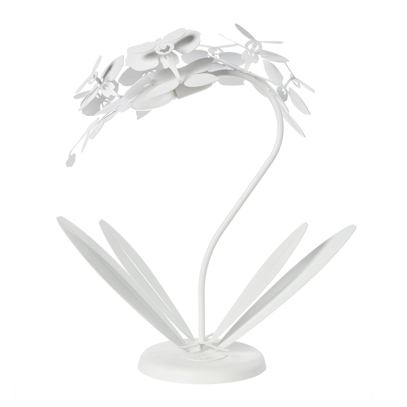 Mała lampa stołowa Orchidea 38x20x57 cm z ciętego laserowo żelaza Nowoczesny wzór kwiatowy Gniazdo E14 Wyprodukowano we Włoszech Biały