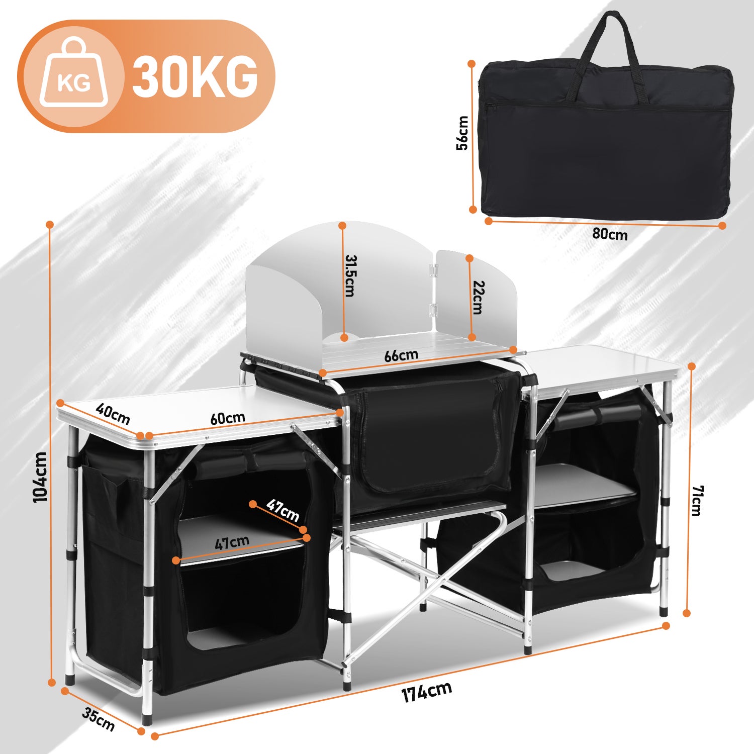 WOLTU Cuisine de Camping, Table de Pique-Nique Pliable en MDF