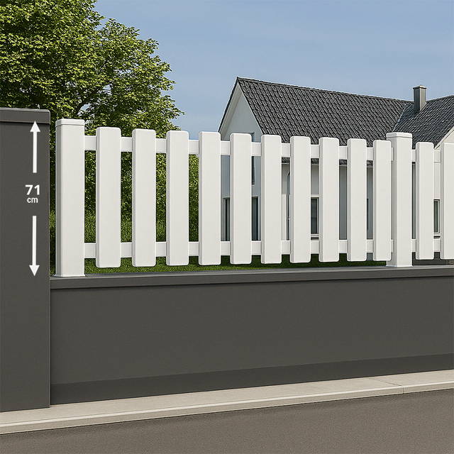 Module de clôture PVC blanc ajouré H 71 x L 150 cm à barreaudage vertical