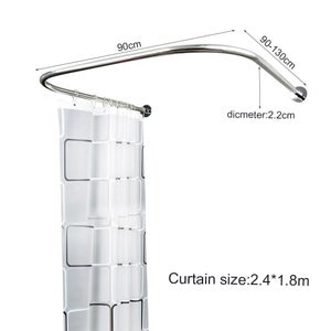 Tringle Rideau Douche D'Angle MSV - Aluminium 80x80cm Blanc Avec Supports Plafond
