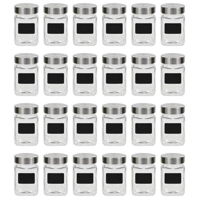 vidaXL Słoiki do przechowywania z nalepkami, 24 szt., 300 ml