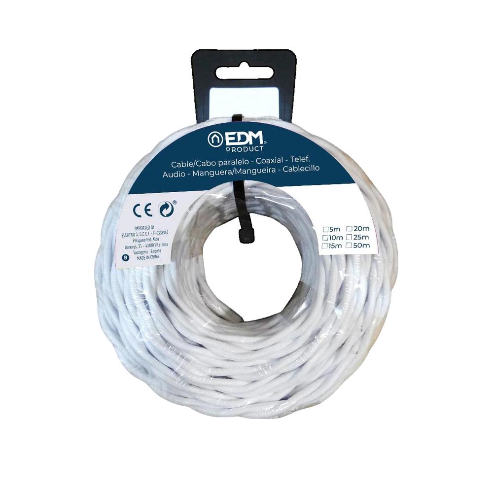 Edm Paralelo Textil Trenzado 3X1,5Mm 25M Blanco , Leroy Merlin