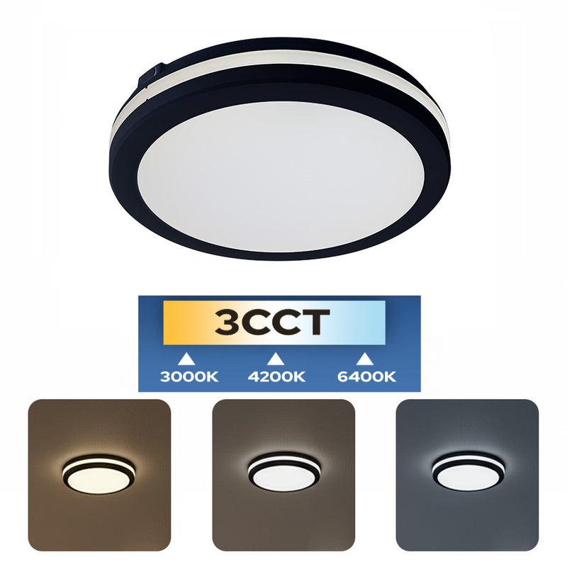 Plafon 30W 2700lm, 3CCT, IP65, okrągły, czarny, SCARLETT HOROZ