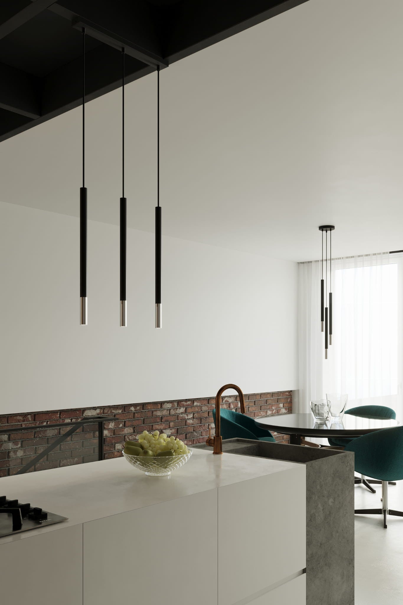 Lampa sufitowa wisząca Mozaica czarna-chromowana 3xG9x12W wym: 100 x 15 x 15 cm metal Sollux Lighting - 8