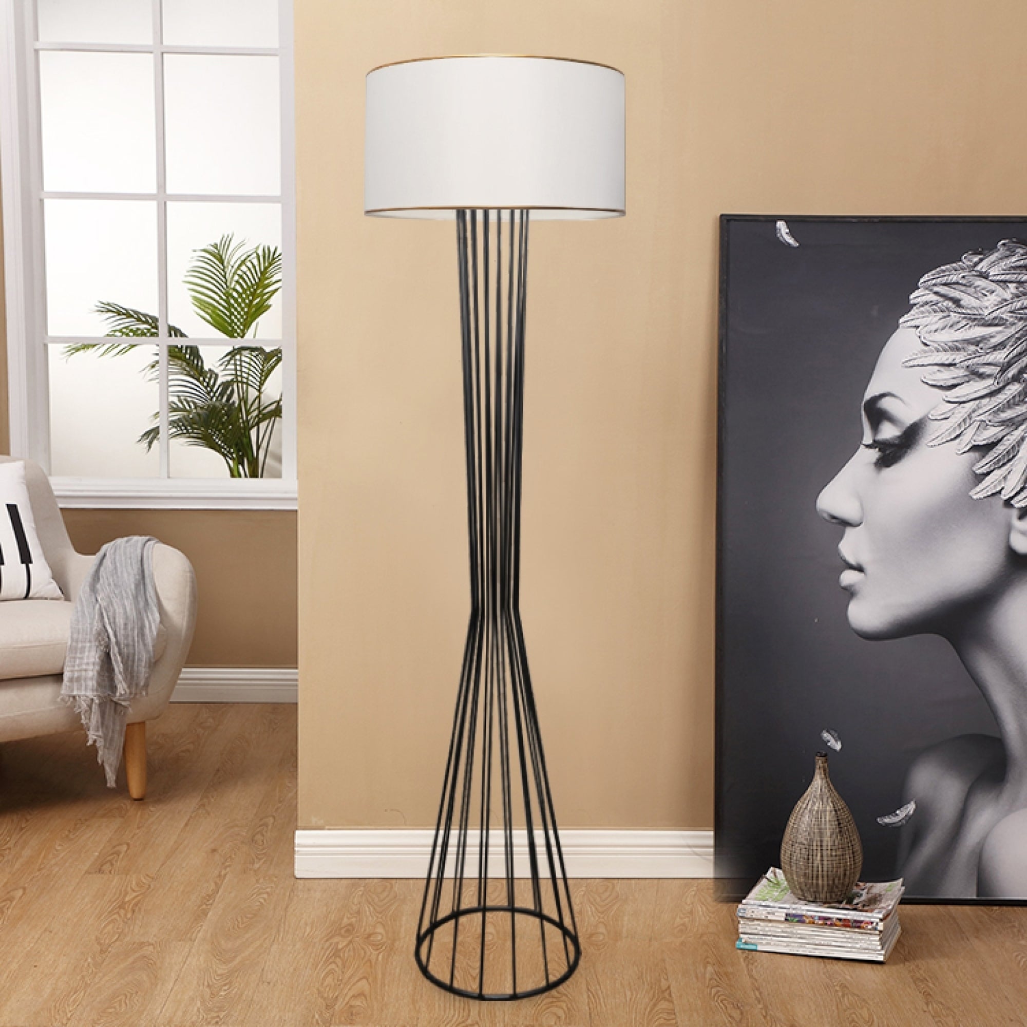 Perenz Nest lampada da terra LED moderna metallo cromo luce calda
