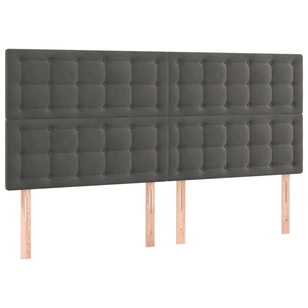 Têtes de lit 4 pcs Pour Lit adulte，Décoration murale Gris foncé 80x5x78|88 cm Velours930620 - 2