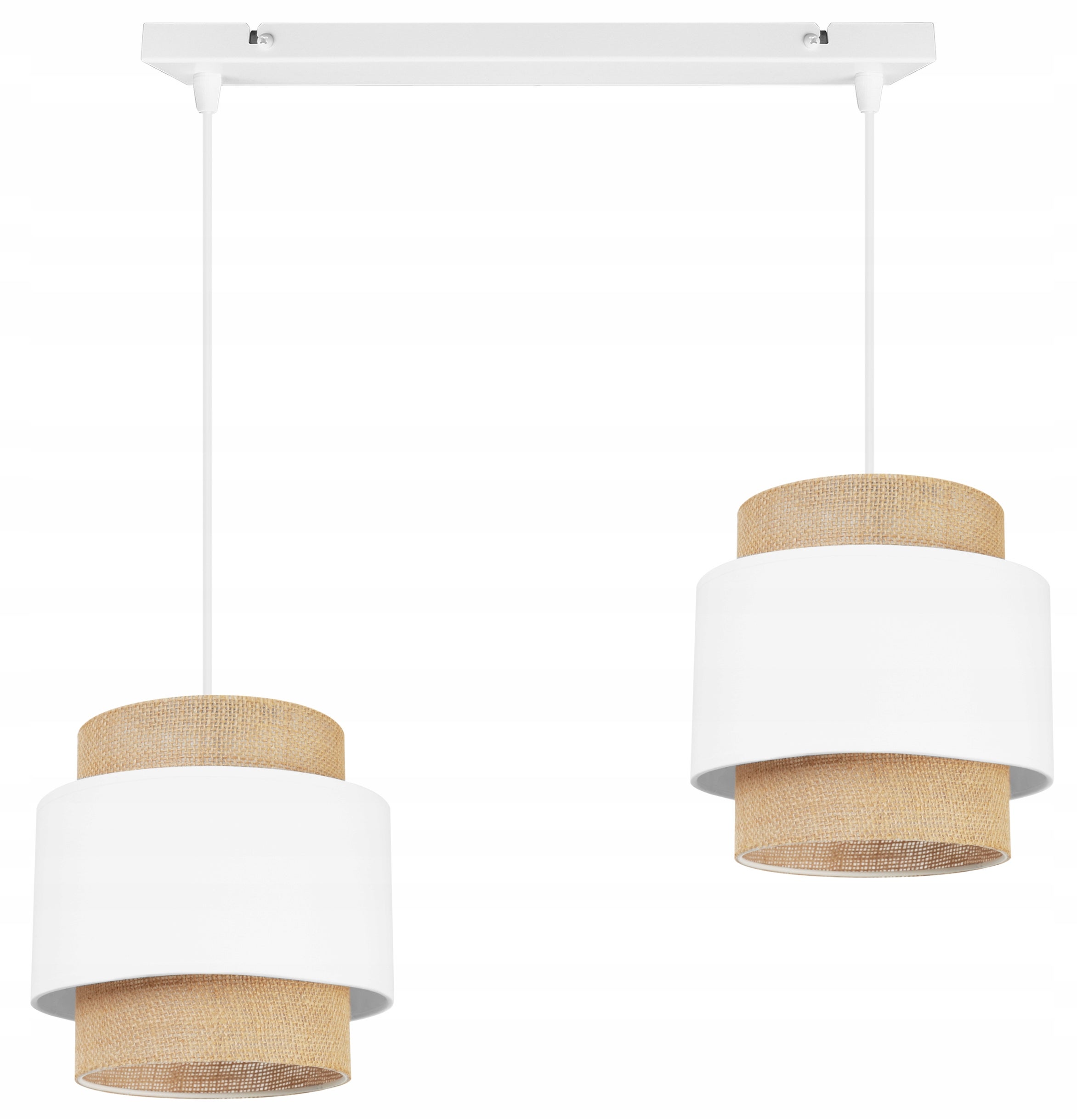 Lampa sufitowa wisząca Boho loft 2xE27 abażur juta biały Light Home LH