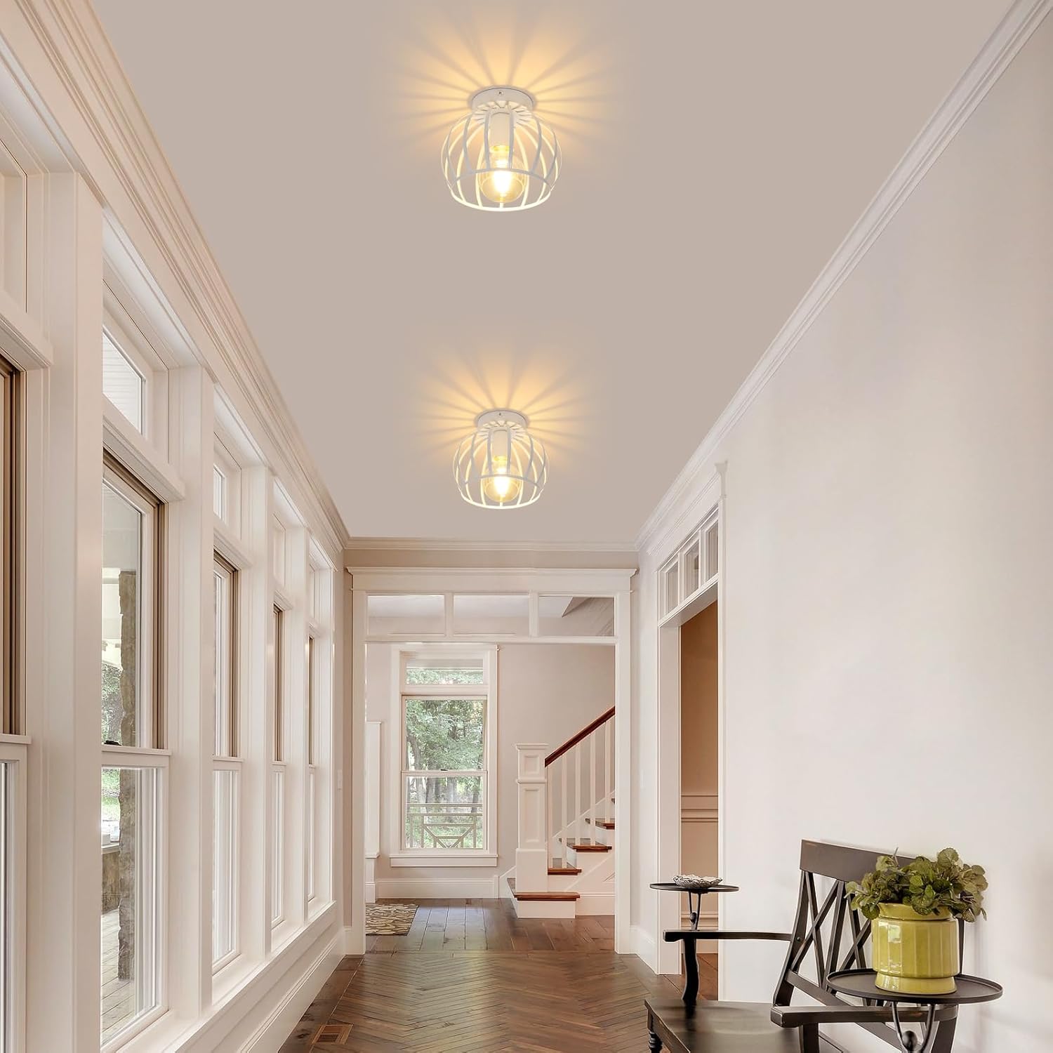 Paralume In Metallo Gabbia Vintage, Lampada Da Soffitto Per