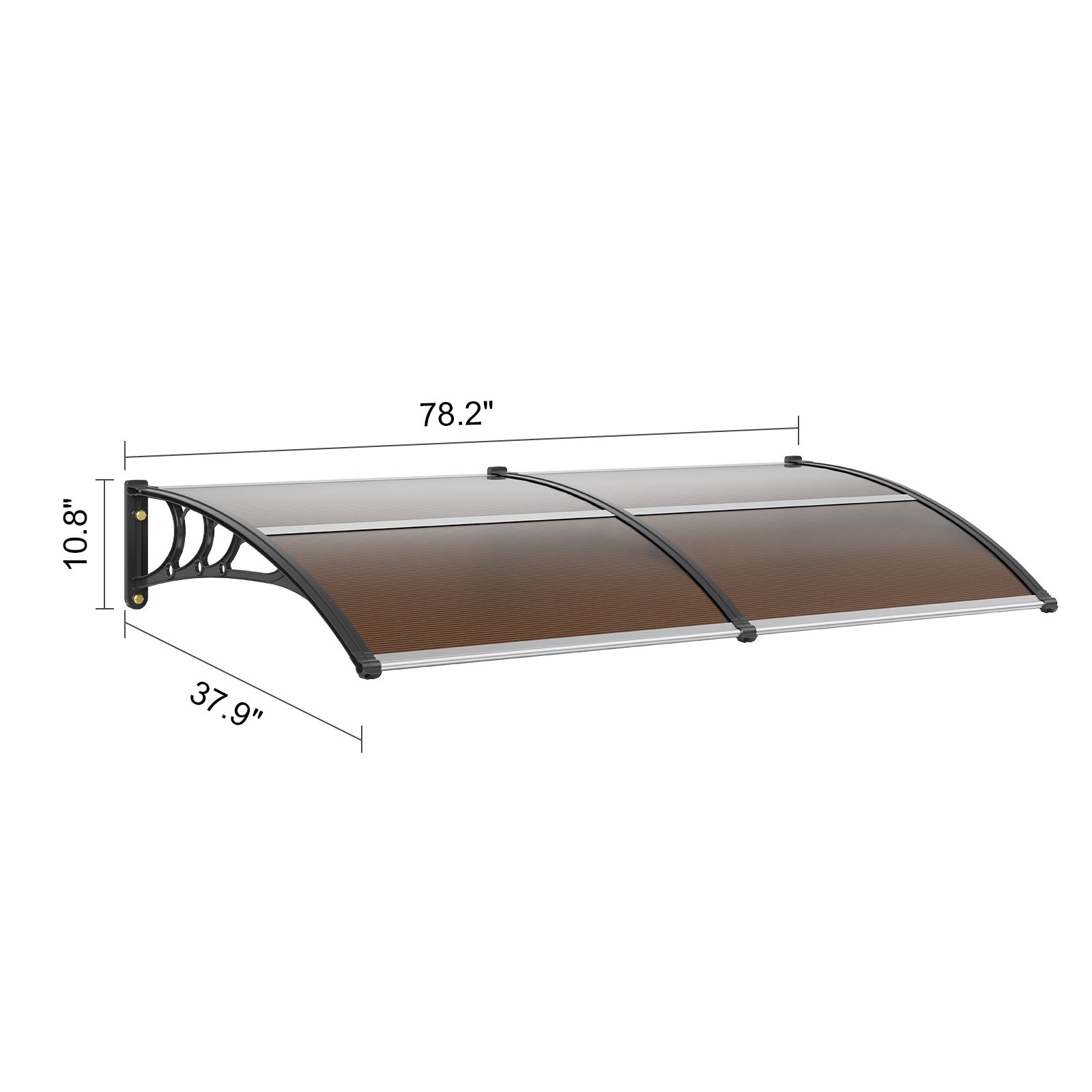 Toldos para porta e janela SucceBuy 203,2 x 101,6 cm,beiral externo em policarbonato UPF 50+,proteção contra sol,chuva,neve - 2