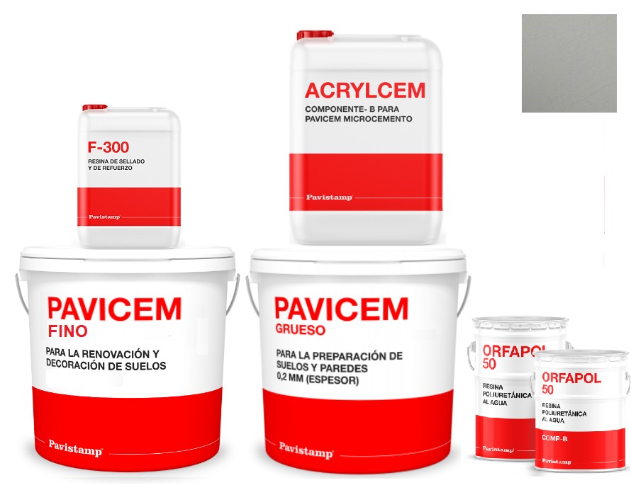 Kit microcemento 8 m2 bicomponente - paredes y suelos cerámica o mortero - polureteno mate-gris 10