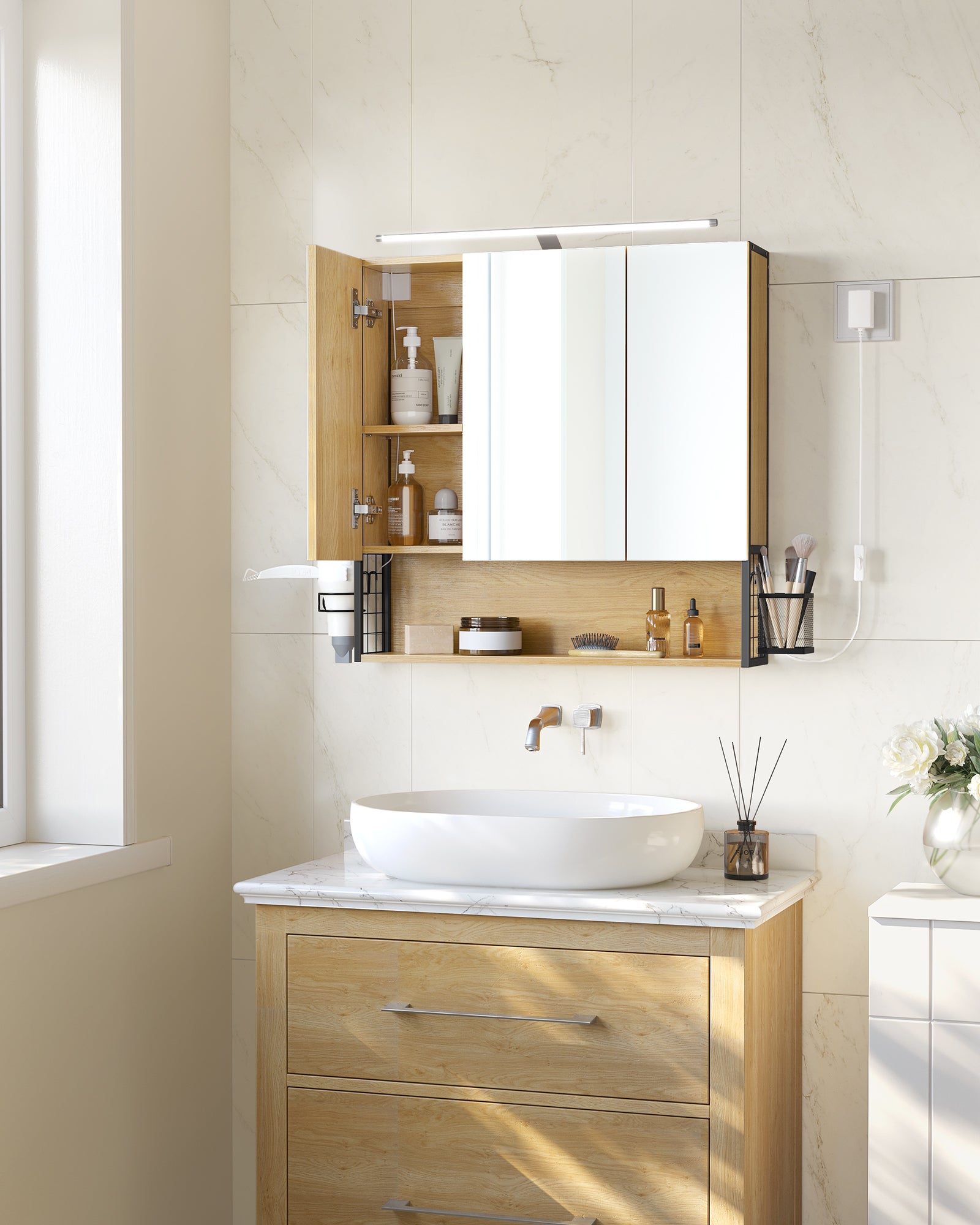 Meuble de Salle de Bain,Meuble de Rangement,Placard Rangement avec 2
