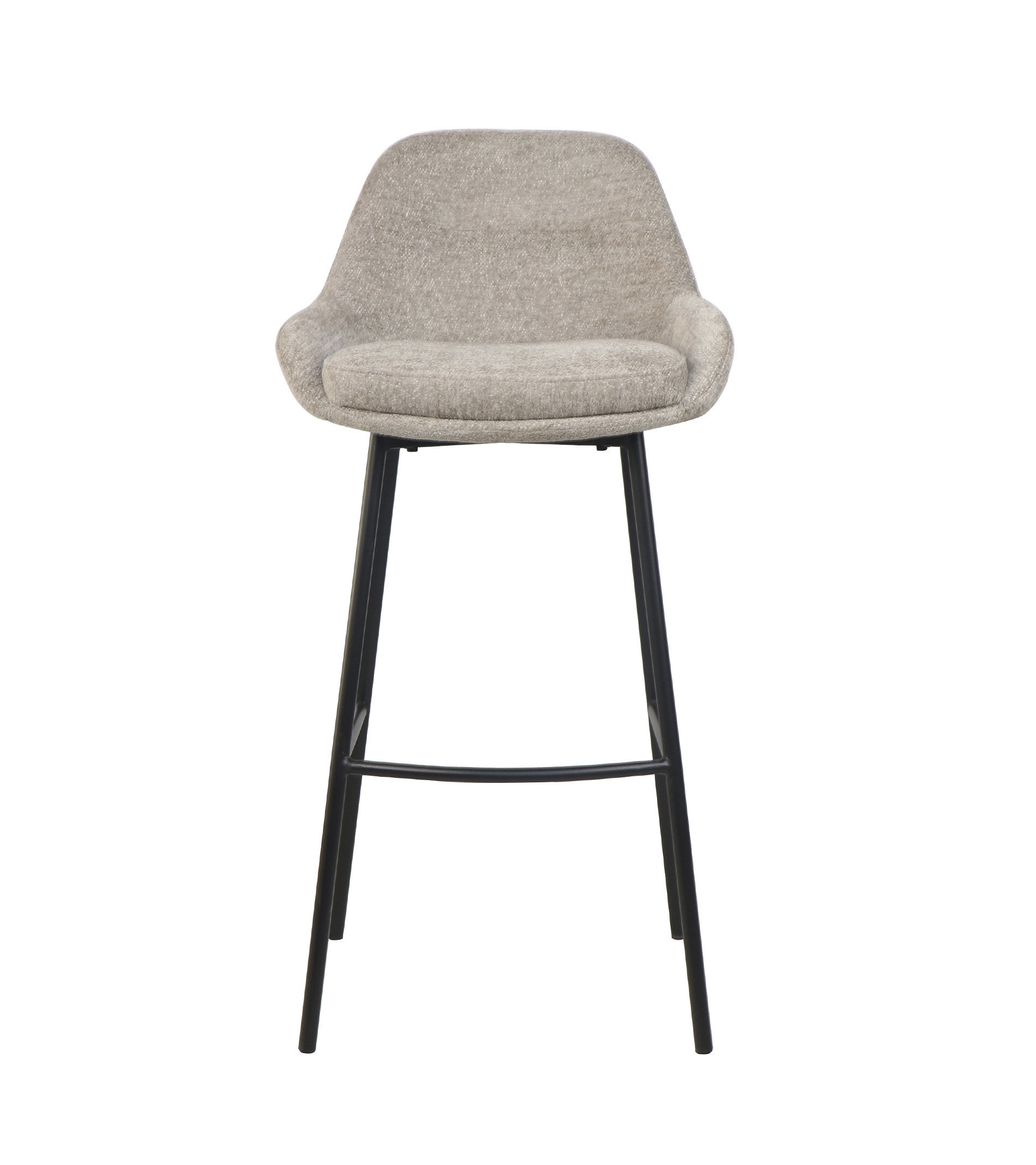 Pack de 2 taburetes CASPI para mesas altas y barras tapizados en tela suave con respaldo en color Beige y patas Negras - 4