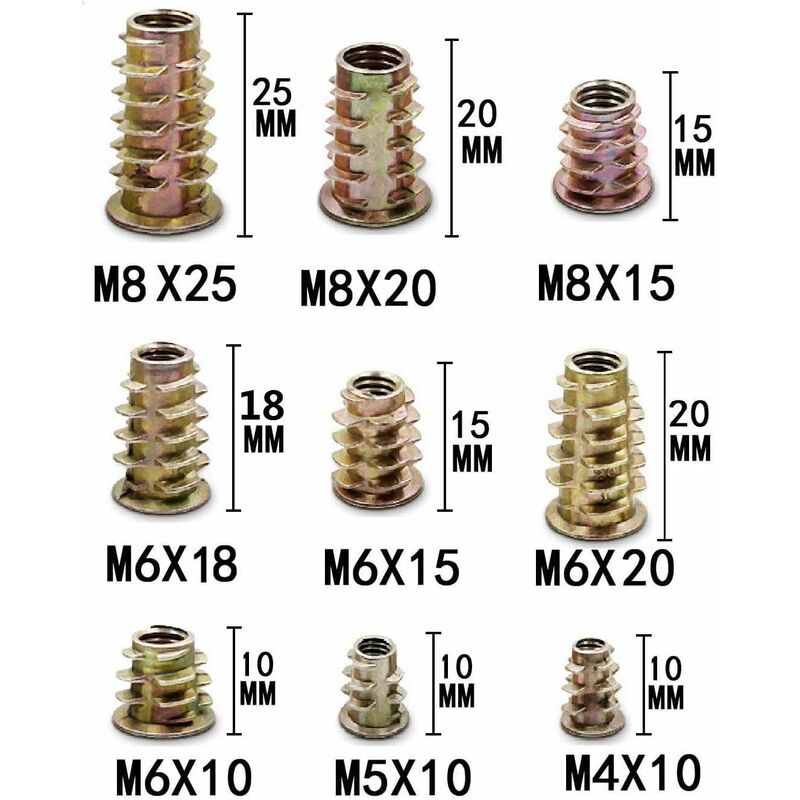 Insertos Roscados para Madera M4-M8, Tuercas de Casquillo Hexagonal ...