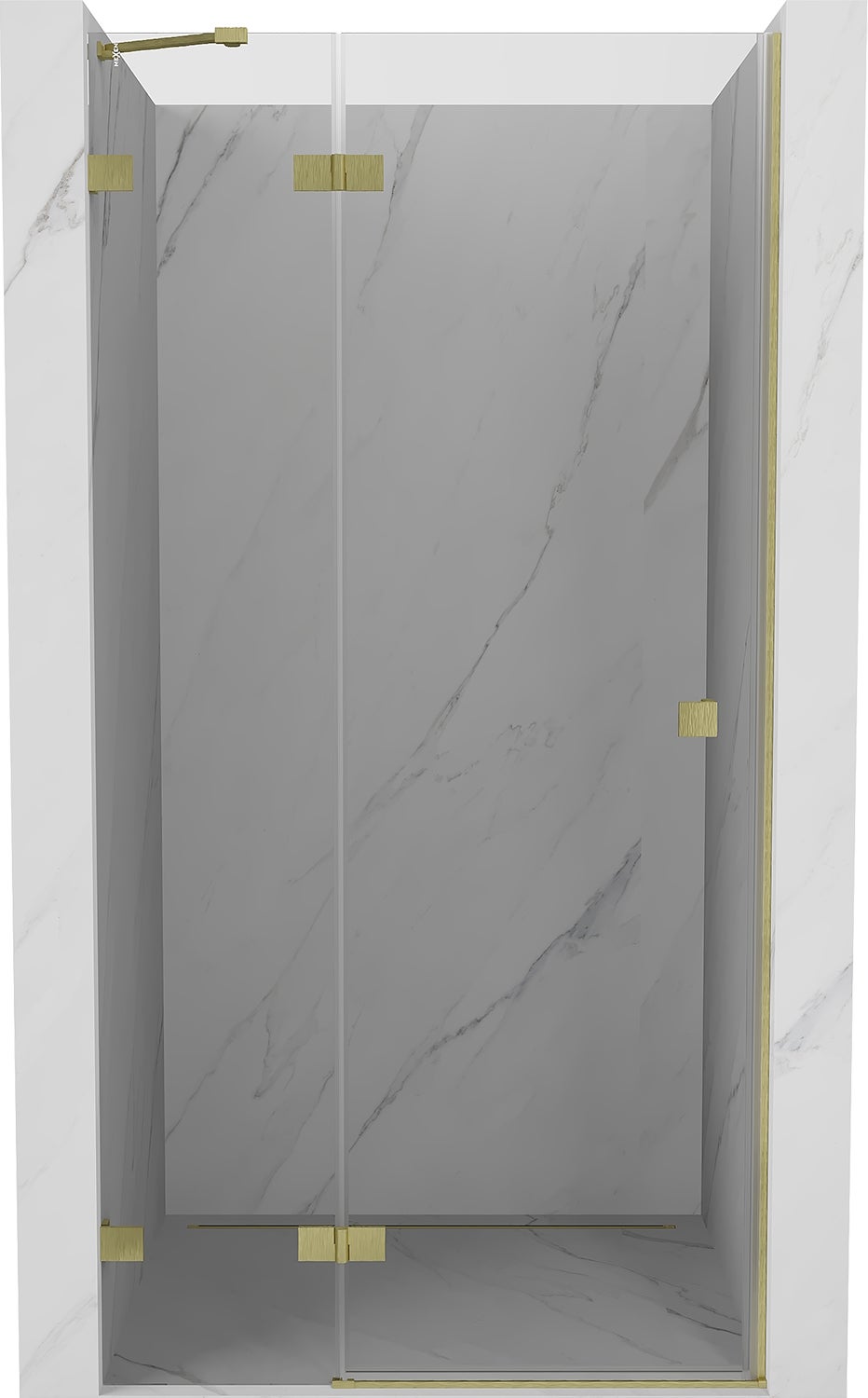 Mexen Lunar drzwi prysznicowe uchylne lewe 100 cm, transparent, złote szczotkowane - 834-100-000-55-00-L