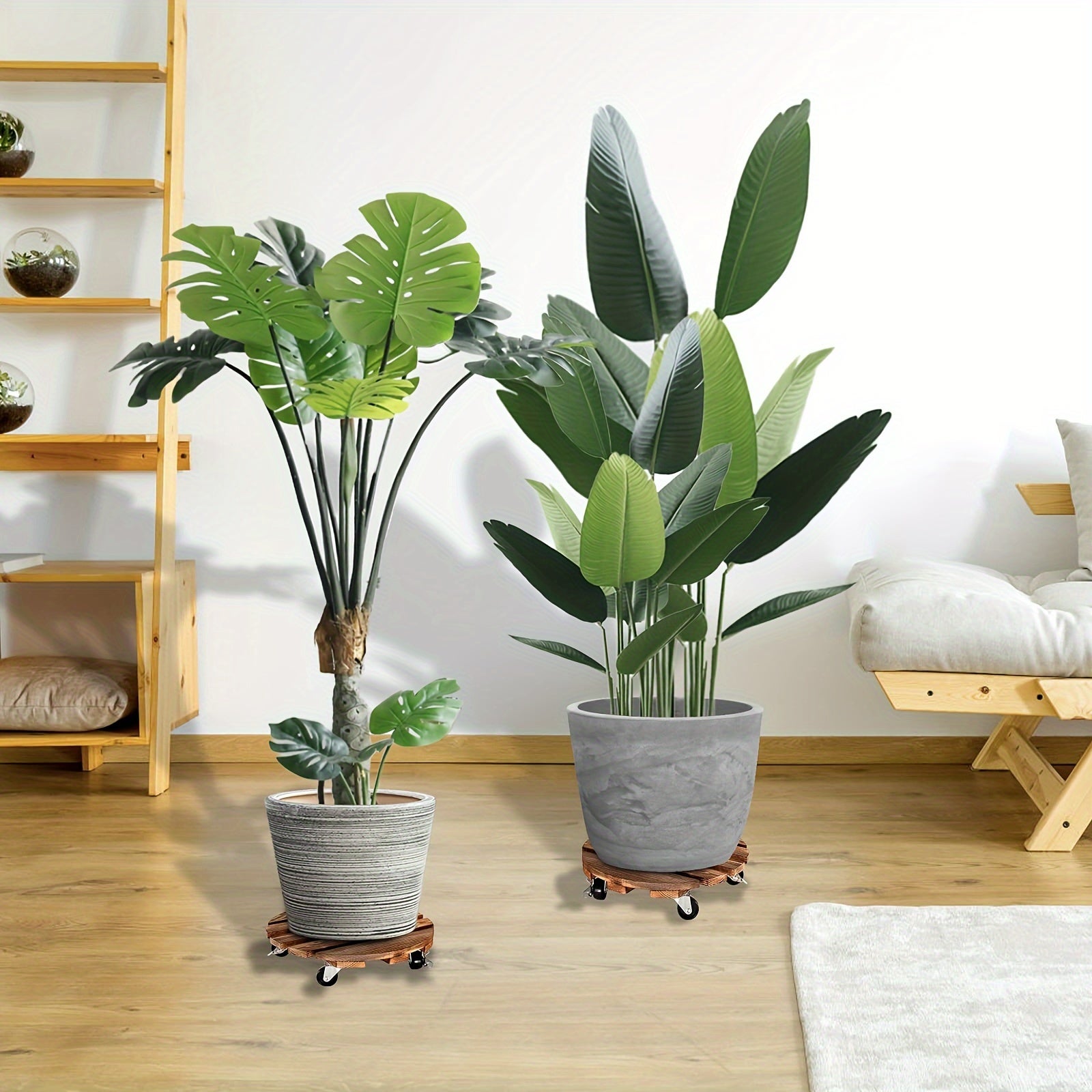 1 paquet de support pour plantes robuste de 13.8 pouces avec roulettes verrouillables-chariot roulant pour plantes avec roues 25*25*6.5cm - 5