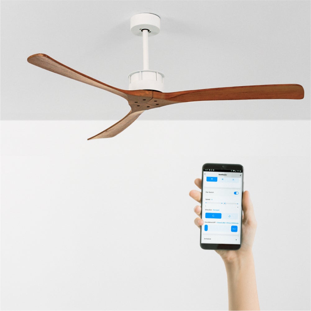 CREATE - WIND LARGE - Wentylator sufitowy 40W cichy Ø152 cm 100% drewna -