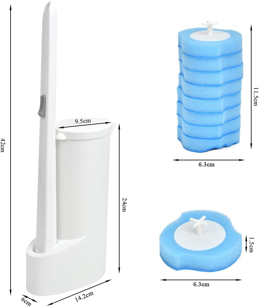 Szczotka toaletowa 3 w 1, 24 wkłady, głowica szczotki + szczotka + podstawa, wielofunkcyjna szczotka do czyszczenia toalety i łazienki w zakresie 360 - 2
