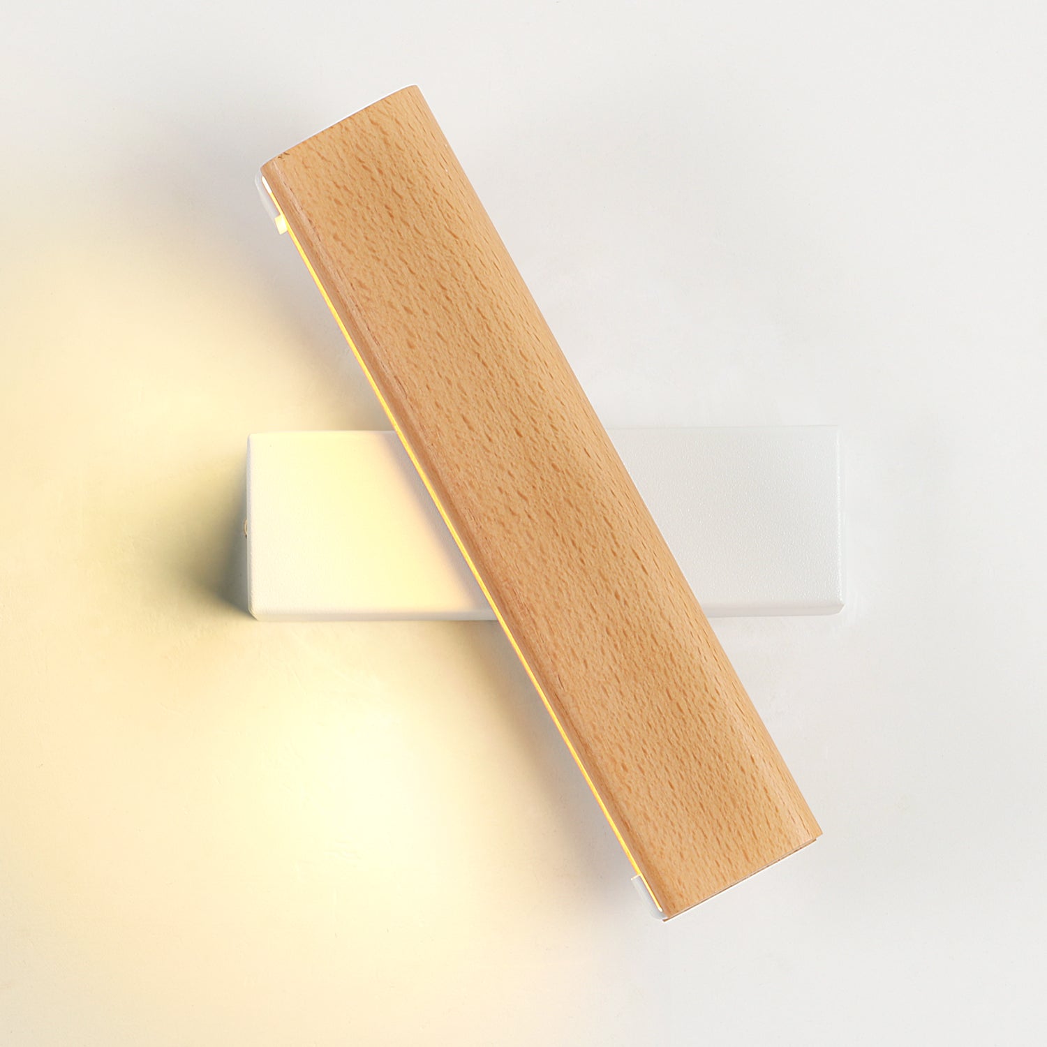 GOECO Applique murale bois,Deco led murale,Rotation 360° en Bois Massif, Moderne Vent minimaliste,Convient pour l'éclairage de la chambre à coucher - 6