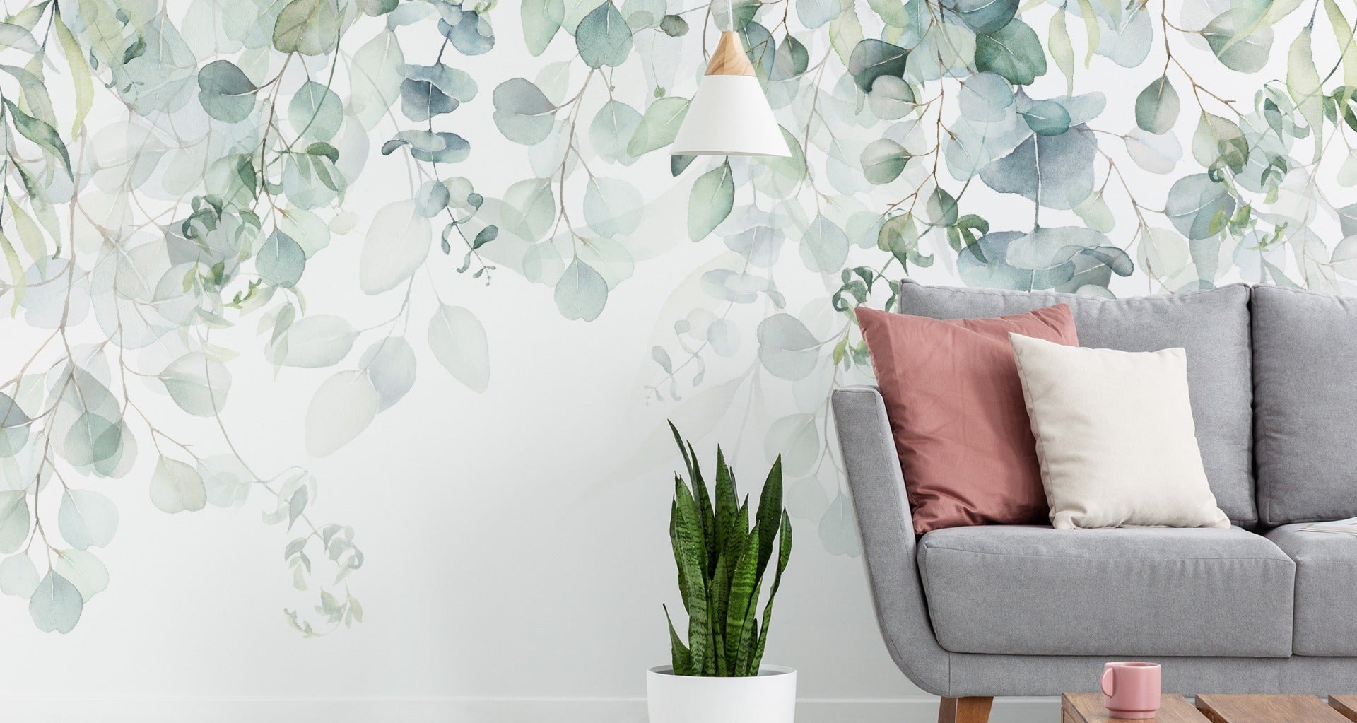 Papier Peint Intissé Photo FEUILLES Plantes Aquarelle Nature Pour Chambre 368cm x 254cm - 3